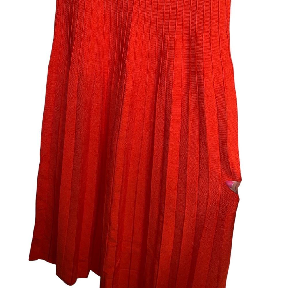 NEW NWT STAUD Elyse Midi Dress In Cayenne Orange Red - Picture 5 of 10